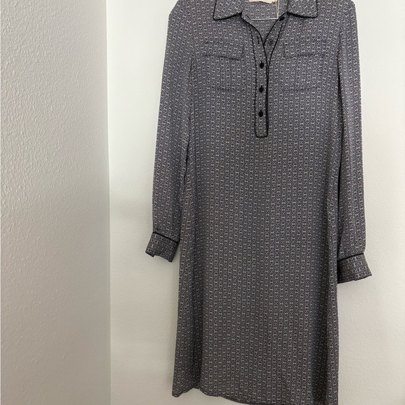 Tori Burch Christelle Blue & White Chain Print Silk Shirt Dress Size 0 nwot - Picture 1 of 6